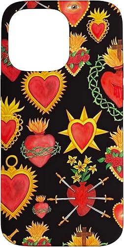 iPhone 14 Pro Max Hearts Mexican Days of the Dead Latina Milagros Folk Art Fun Case
