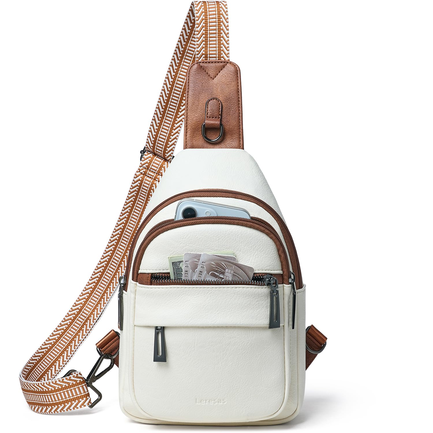 Leresas 7L Sling Bag for Women Crossbody Bag Sling Purse Fanny Packs Vegan Leather Chest Bag Trendy Handbag Travel Anti Theft