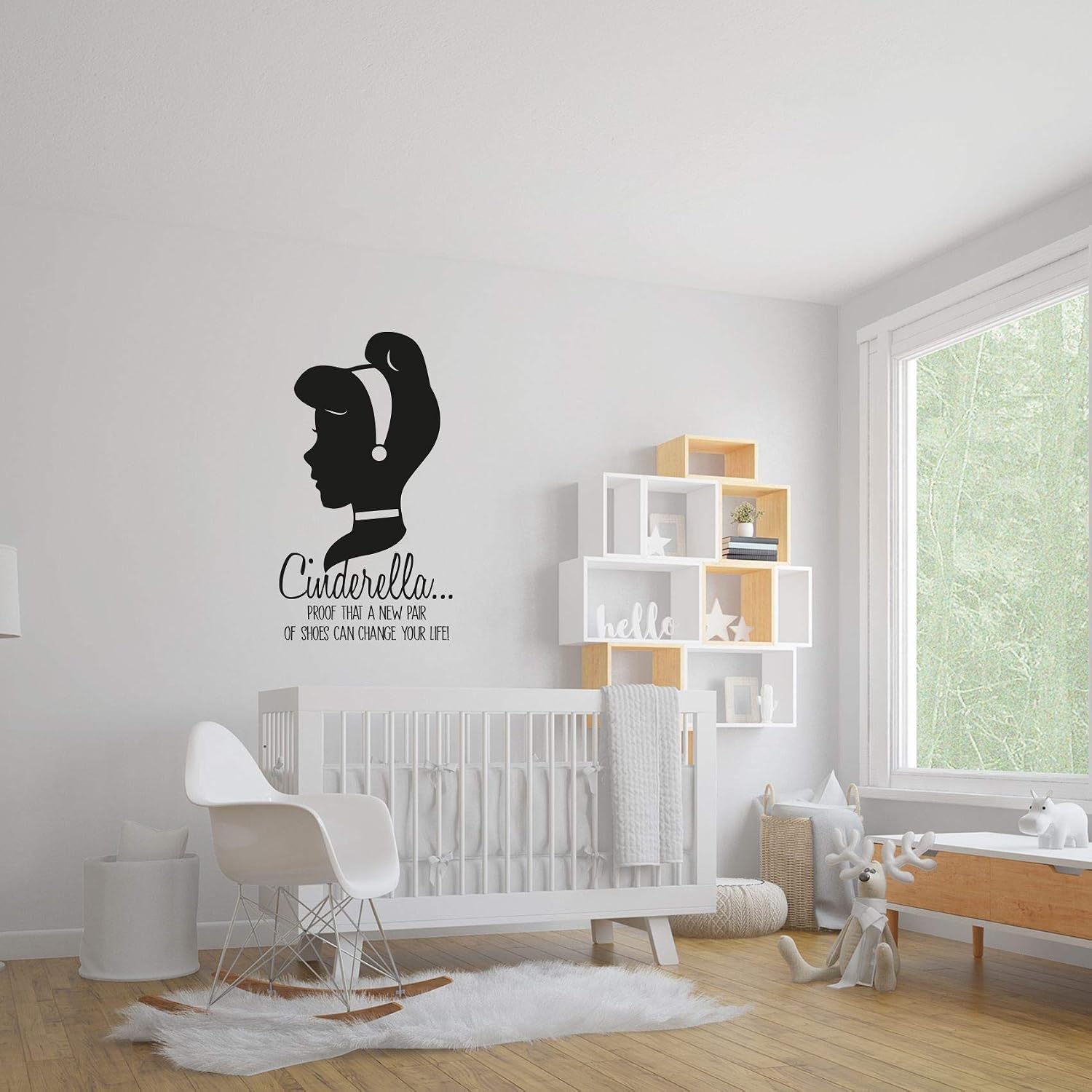 Cinderella… Proof That A New Pair Of Shoes Can Change Your Life - Cinderella's Face Silhouette Quote Vinyl Wall Art Sticker Decal Home Decoration Design Kids Room Nursery Room Size (20x18 inch)
