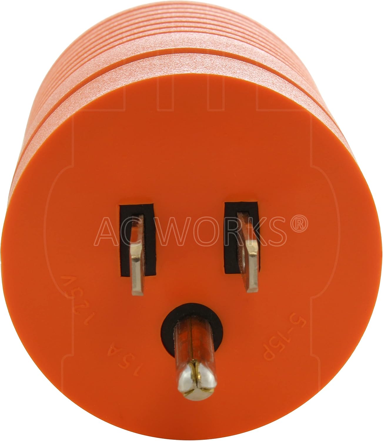 AC WORKS [AD515L515] Locking Adapter Household 15Amp 5-15P Plug to Locking 15Amp L5-15R Female Connector (Orange)