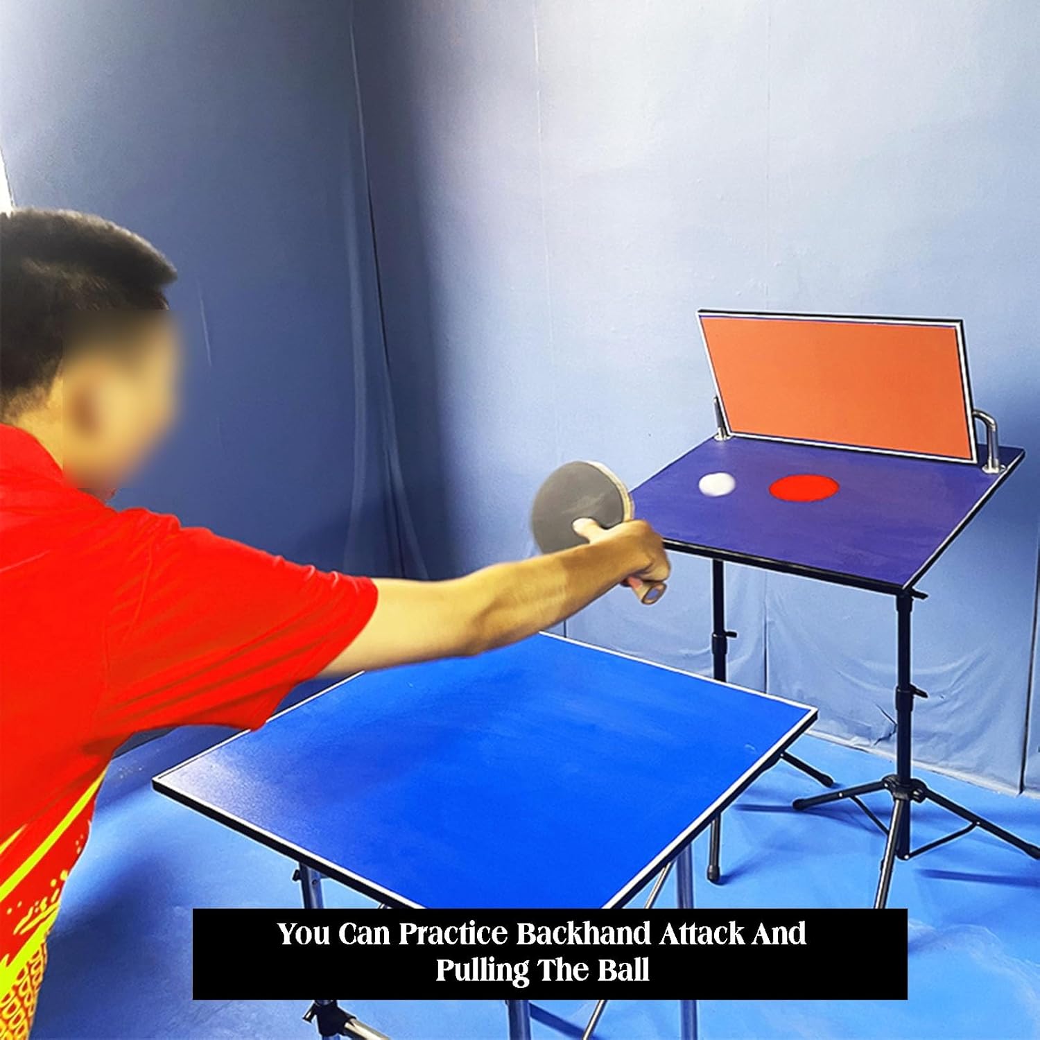 Table Tennis Rebound Board,Self-Study Pingpong Accessory,Floor-Standing Ping Pong Trainer,Adjustable Height for Home School