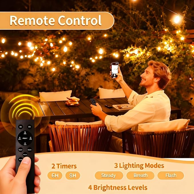 Lámpara colgante SANBEN LED G40 50ft 25 bombillos 24V con control remoto miniatura 3