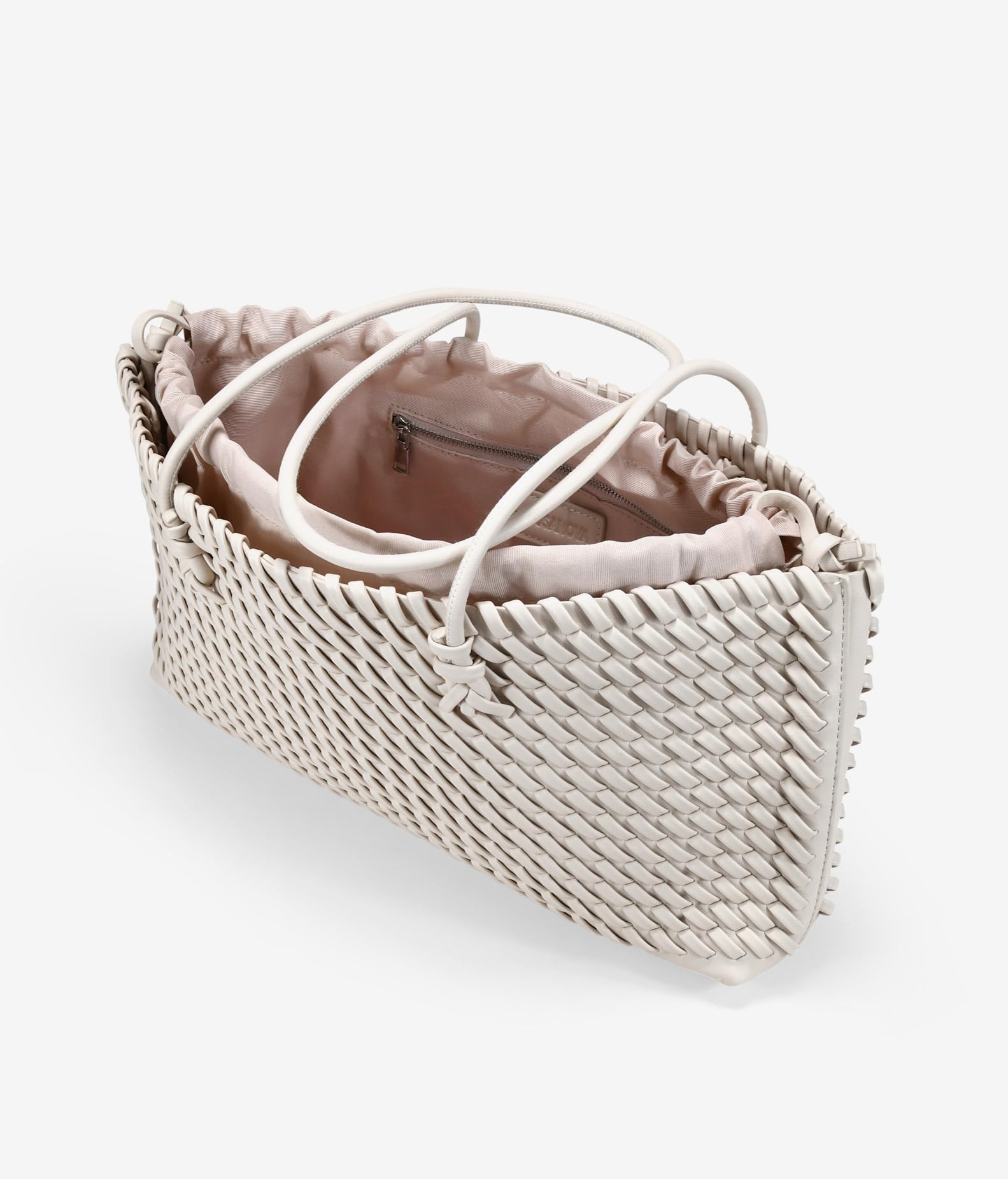 BOSANOVA Bolso de Hombro Rectangular para Mujer con Trenzado por Todo el Bolso y Asas de Colgar al Hombro. Cierre con imán y Bolsa Interior. Beige U