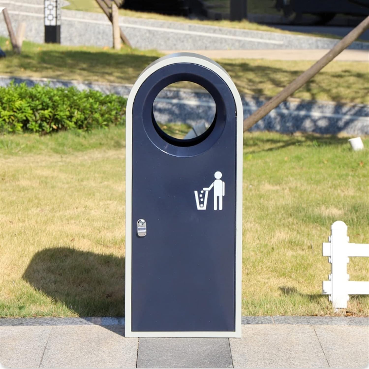 Outside Fashion Outdoor Trash Can, Galvanized Commercial, with Round Spout, Large-Capacity, 52L/13.7 Gallons Garbage Bin