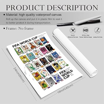Idoluster 2026 ワールドカップ ポスター サッカー スーパースター グループ フォトメッシ、ロナウド ポスター 子供部屋 寝室 壁の装飾 - ピクチャー キャンバス アートプリント 男性 ティーン 男の子 ファン ギフト