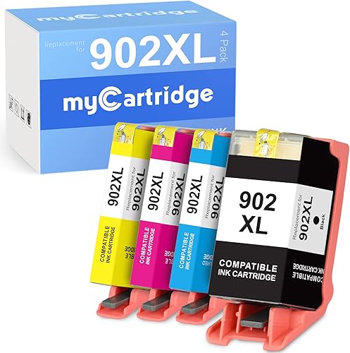 myCartridge Cartucho de tinta remanufacturado de repuesto para HP 902XL para usar con Officejet Pro 6978 6968 6958 6950 6960 6970 6975 (negro, cian,