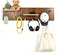 Vista 11 de Tablero de Clavijas de Madera Beige Expositor Modular Tablero de Clavijas de Madera Combinación Organizador de Pared Almacenamiento Ganchos de Pared