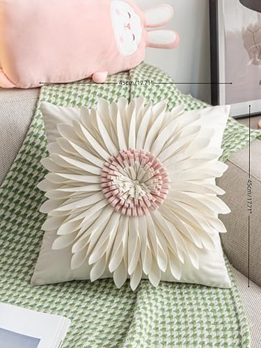 Miniatura 5 de QWINEE Fundas de almohada con diseño de flores en 3D, fundas de almohada para el hogar, dormitorio, 18 x 18 pulgadas, color blanco A