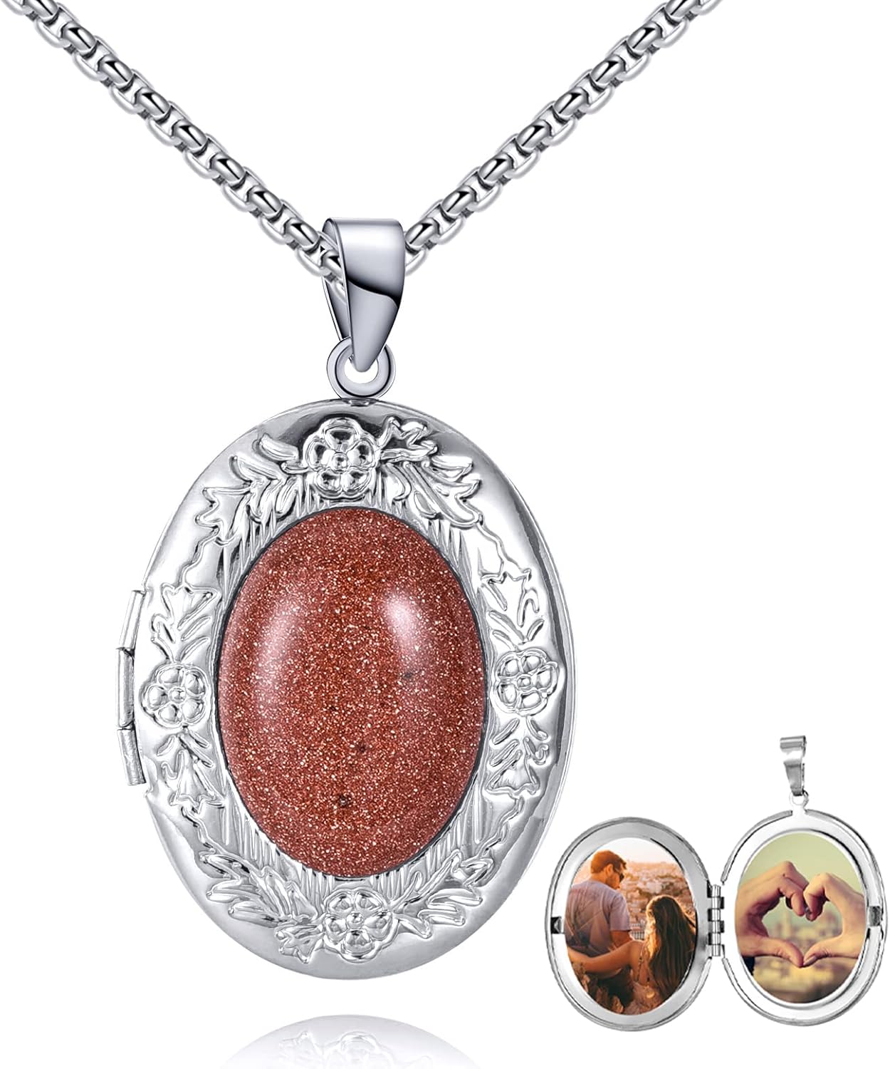 Personalized Locket Necklace Stainless Steel Oval Locket Pendant That Holds Photo Custom Picture Jewelry Gifts for Women Girls