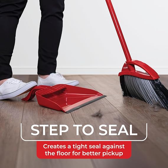 O-Cedar Pet Pro Broom with Step-On Dustpan | Removes Over 99% of Dust & Dirt in One Sweep | Removes 3X More Pet Hair | Quiet Cleaning Tool for Cat and Dog Owners