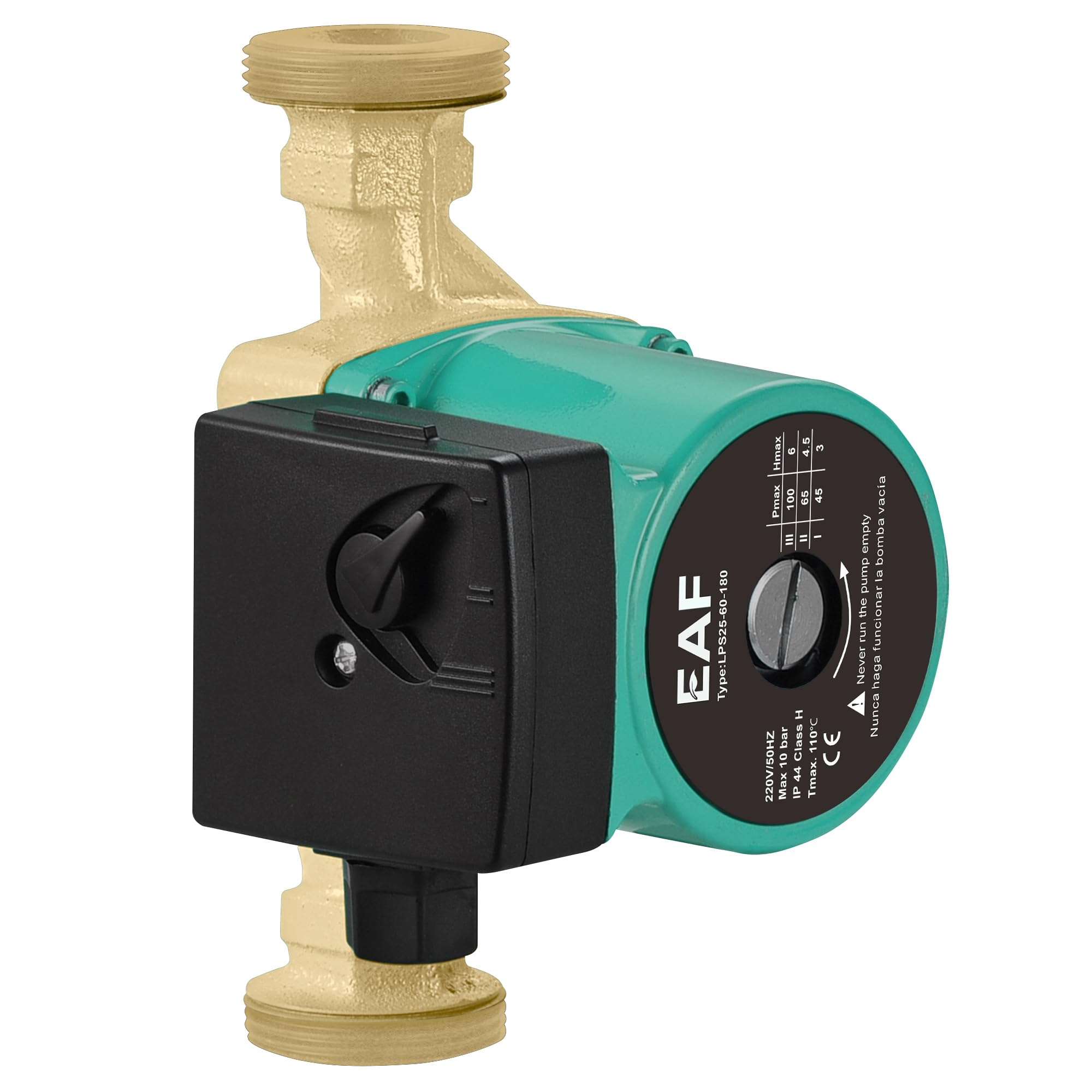 EAF25-60/180 – 3 Velocidades, Latón, Conexión G1½″, 180 mm - Bomba Circuladora y Presurizadora Automática |Bomba Recirculación de Calefacción y Agua Caliente, Calefacción, Radiadores y Suelo Radiante
