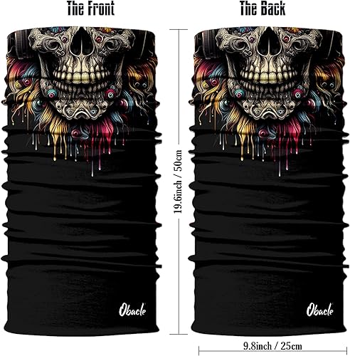 Miniatura 64 de Obacle - Tapabocas con cuello polar y de estilo de pañuelo contra el polvo y el sol para hombre y mujer Calavera Azul Ojo y Nariz