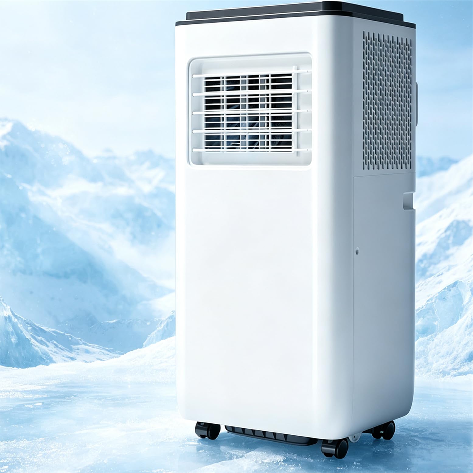 Climatiseur Portable 12000 BTU, Unité Mobile 2 Vitesses avec Télécommande Et Minuterie 24 H ; Modes Froid, Chaud, Ventilation Et Déshumidification ; pour Bureau Ou Domicile (Salon, Chambre)