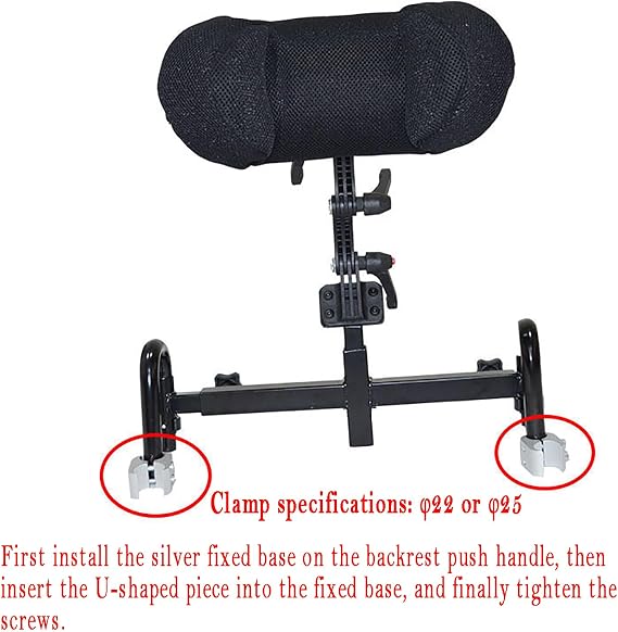 Wheelchair Headrest, Adjustable Wheelchair Headrest, Adjustable in Angle and Height, Assists in Vertebra Correction and Slows Down Vertebrae Injuries for Wheelchair Users