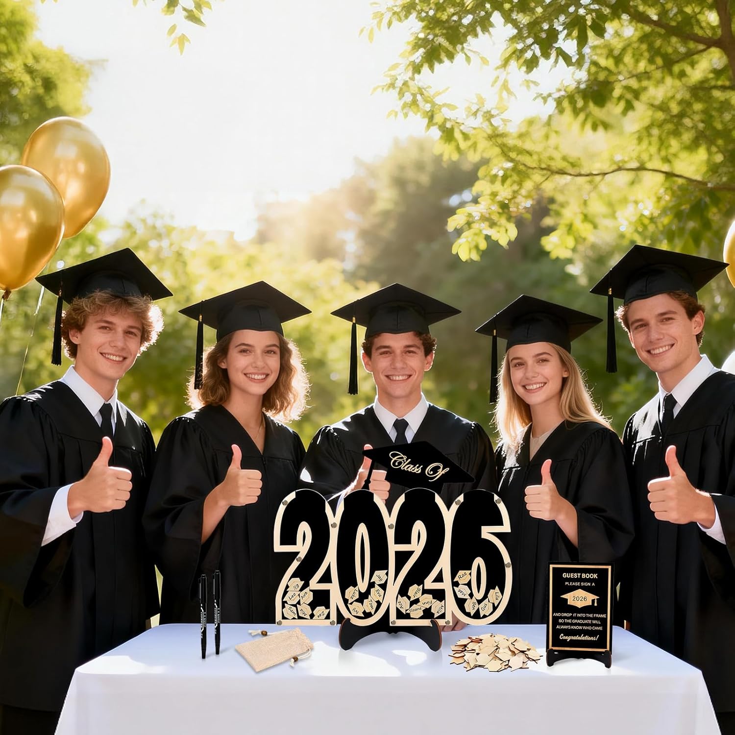 Graduation Decorations Class of 2026 Guest Book Alternatives Wood Graduation Signature Board Party Sign for College High School Students Grad Party Indoor or Outdoor 2026 Supplies Gifts
