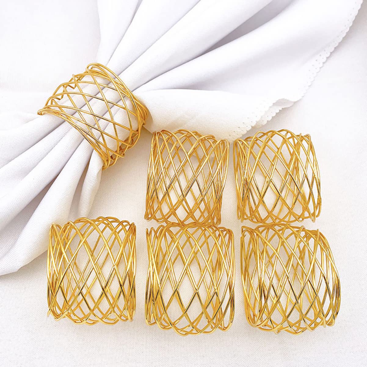 Zerodeko 12stücke Kreative Goldene Metall-serviettenringe Aus Draht Eleganter Tischdekoration Für Zuhause Hochzeiten Und Feierlichkeiten Langlebig Und Vielseitig Einsetzbar