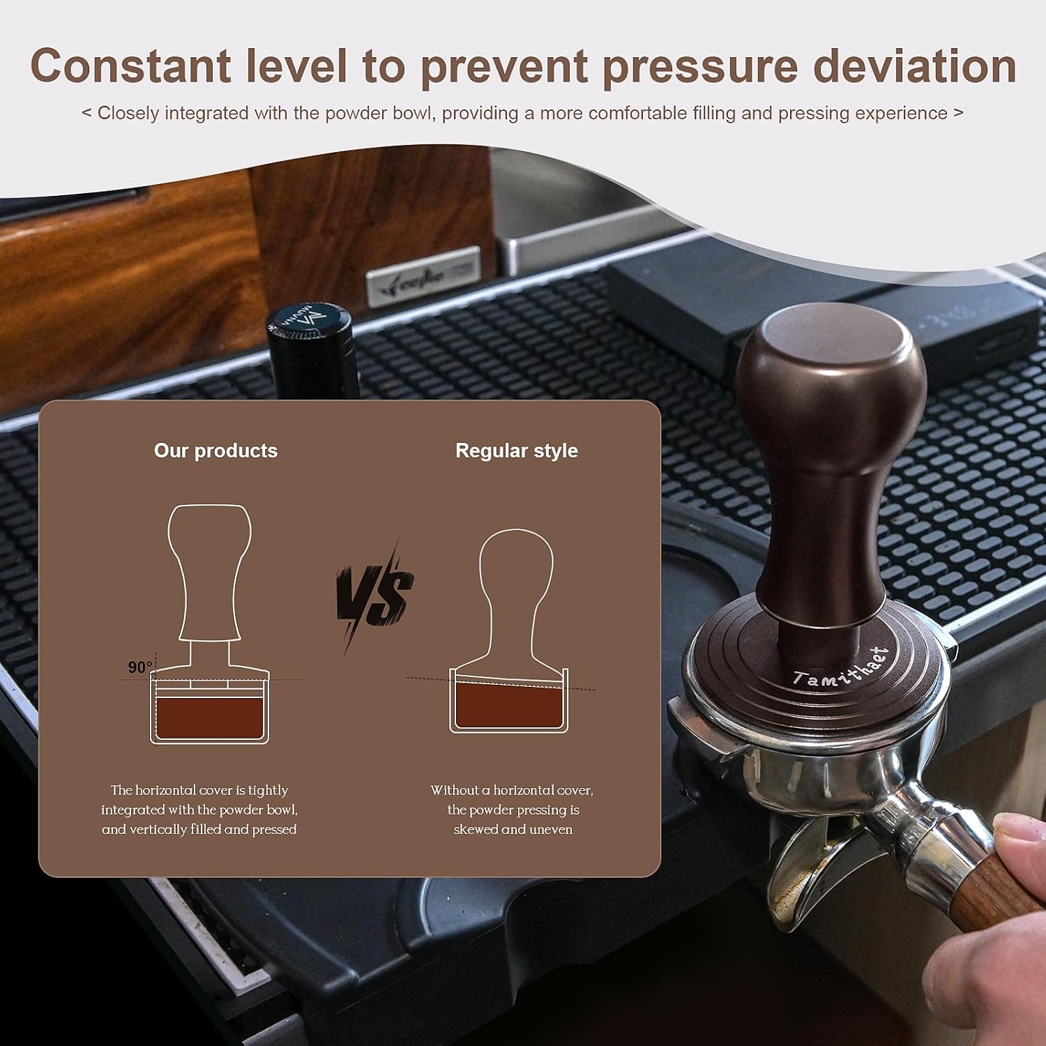 Professional Espresso Tamper 45.5mm - Espresso Machine Compatible, Barista-Approved Coffee Press with Non-Slip Base, Durable Stainless Steel Design