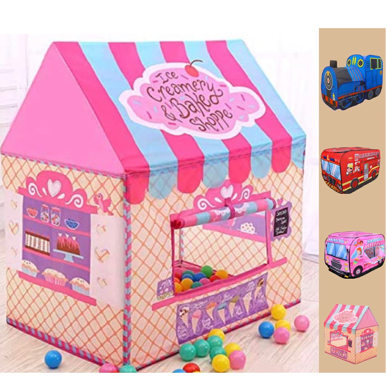 Amazon | キッズテント ボールプール 秘密基地【お菓子の家 ver】簡単組み立て 収納袋セット | キッズテント | おもちゃ Kiwet キッズテント ボールハウス 子供用テント ボールプール 機関車 秘密基地 室内遊具 子供 セット キッズ プレゼント (