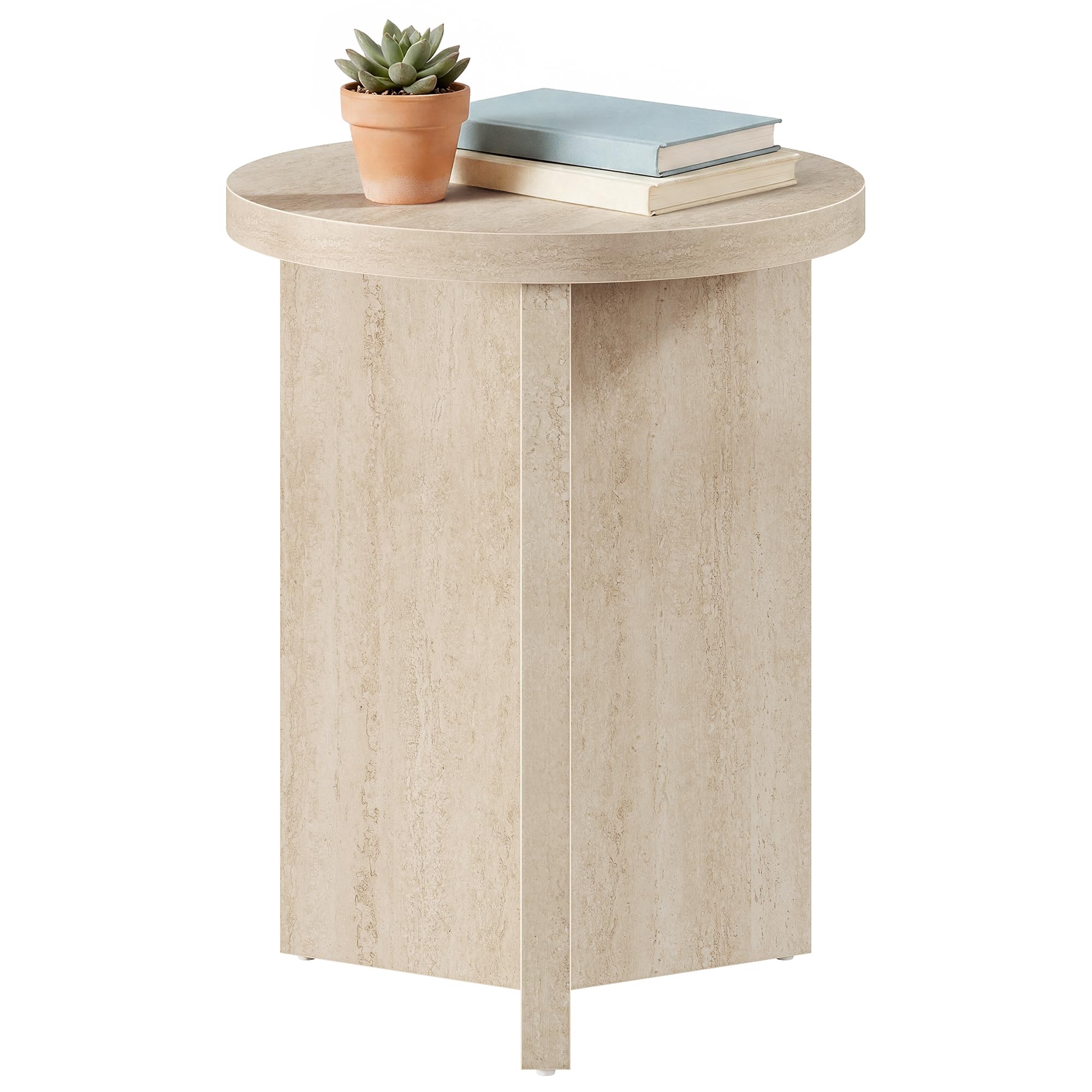 VASAGLE Side Table, Small Round, Y-Shaped Base