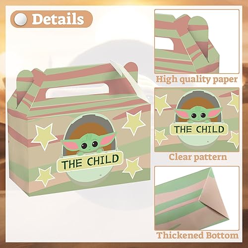 Miniatura 3 de DOCOKY Caja de regalo de suministros para fiesta de cumpleaños de Yoda, decoración de fiesta de Yoda para bebé, caja de dulces de papel, recuerdos