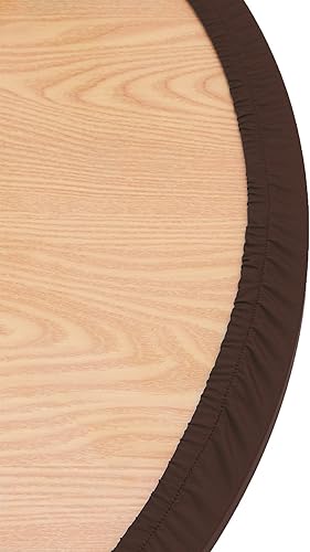 Miniatura 3 de NEWISHER Cubierta de Mesa Redonda Ajustada de Spandex Elástico Mantel Marrón Cubierta Superior de Mesa con Bordes Elásticos para Comedor Picnic