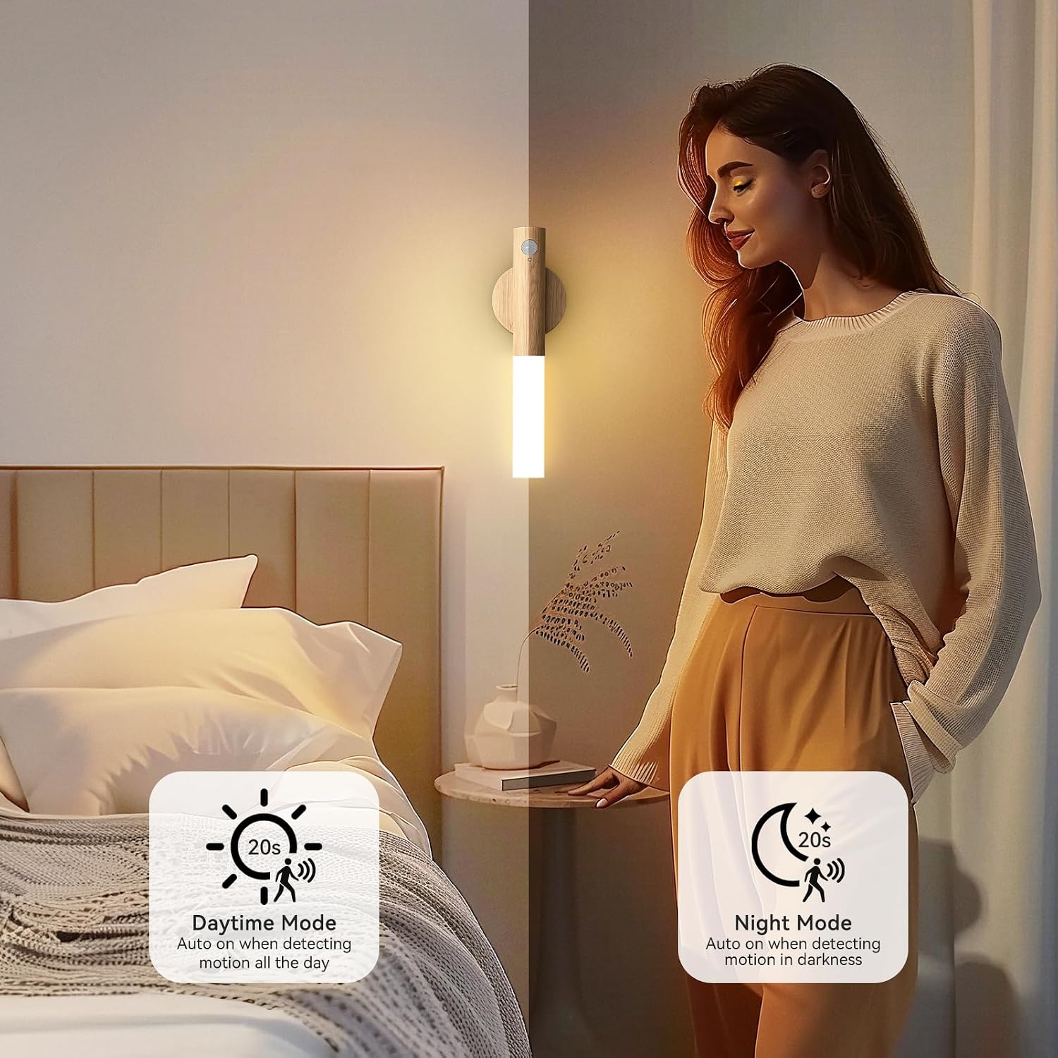 iThird Motion Sensor Wall Light Beech 3PCS, Battery Operated wall sconces image 5
