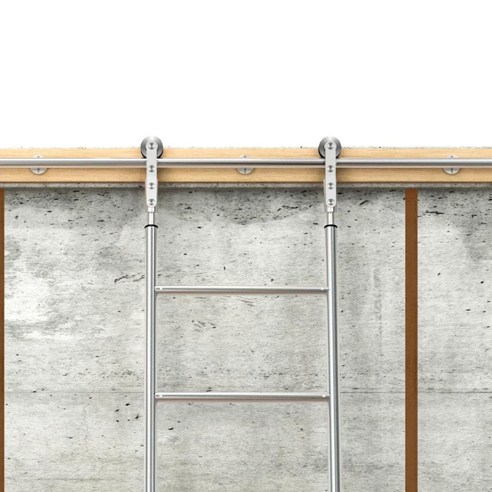Kit rails pour échelle coulissante de bibliothèque tube rond acier inoxydable