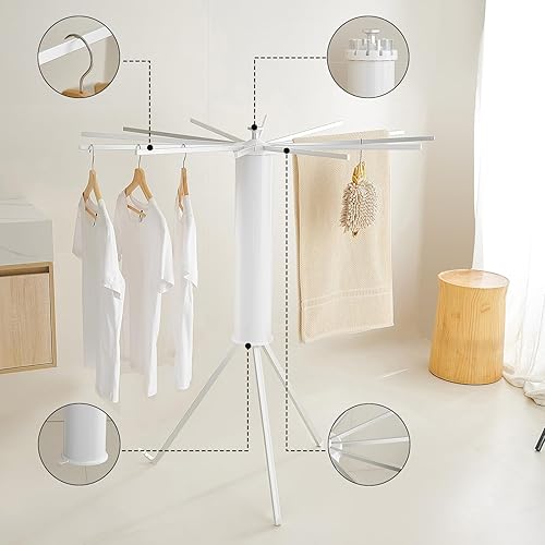 Miniatura 5 de JOOM Tendedero de Ropa con Trípode, Perchero Portátil y Plegable que Ahorra Espacio para Secar Ropa - Tendedero de Ropa de Piso Plegable para Balcón