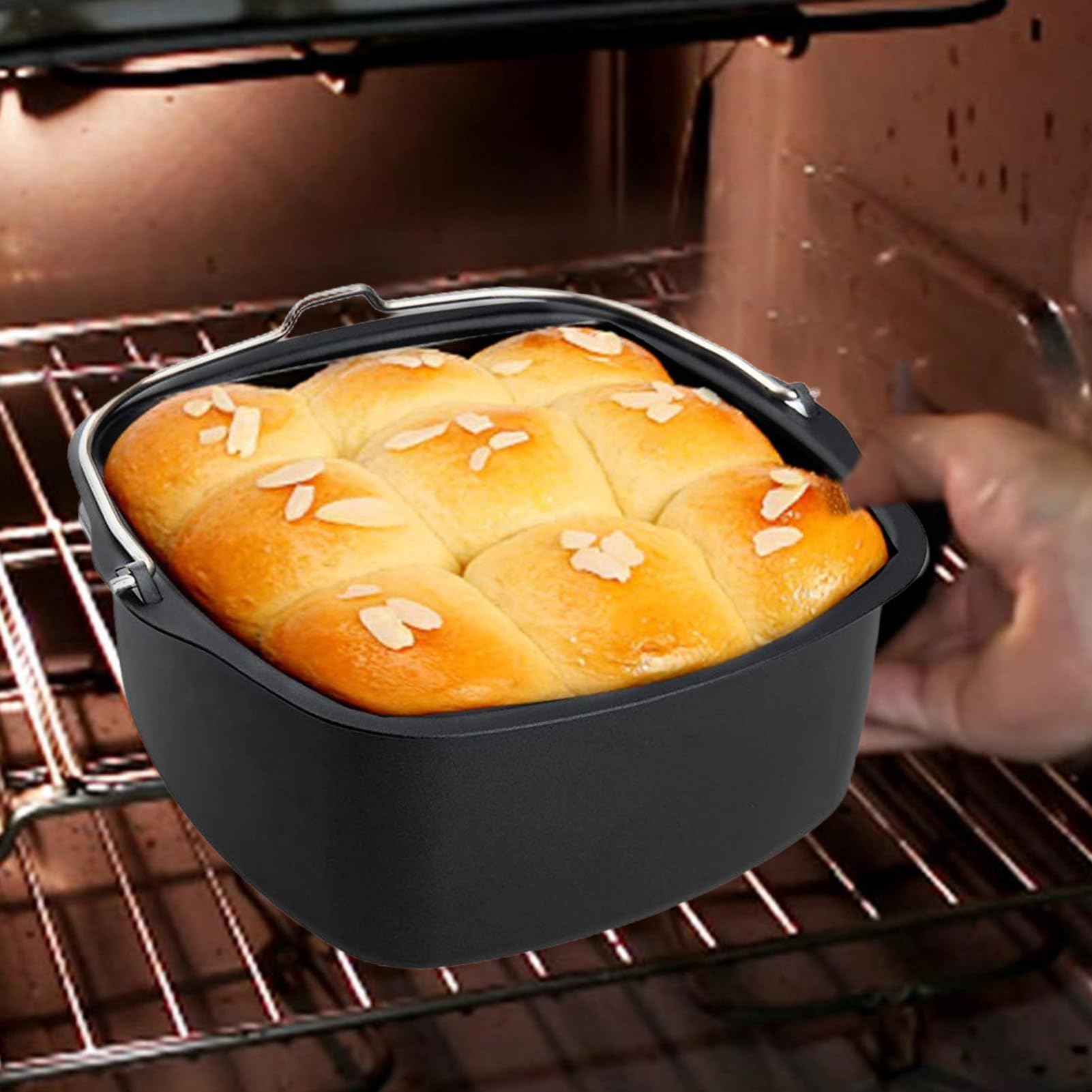Friteuse à air chaud, moule à gâteau carré, accessoire de friteuse à air résistant à la chaleur, en acier d'aluminium, revêtement antiadhésif