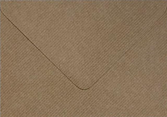 100 x C6 Plain Ribbed Recycled Kraft Card Envelopes Natural Brown (114x162mm A6)