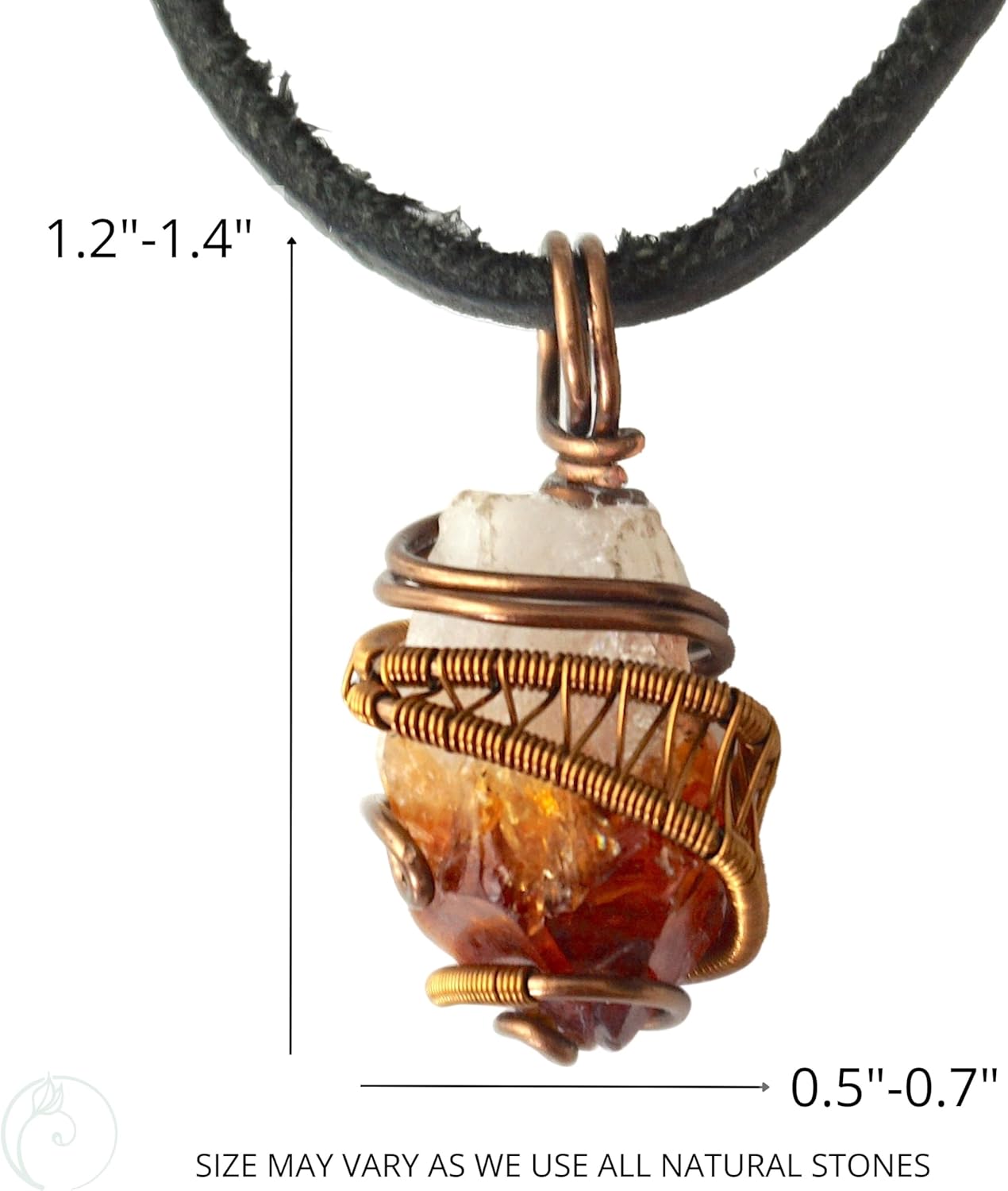 Designs by Nature Gems Natural Certified Citrine Necklace for Women Men - November Birthstone Necklace Gift - Designer Pendant Necklace - Genuine Black Leather Cord - Image 3