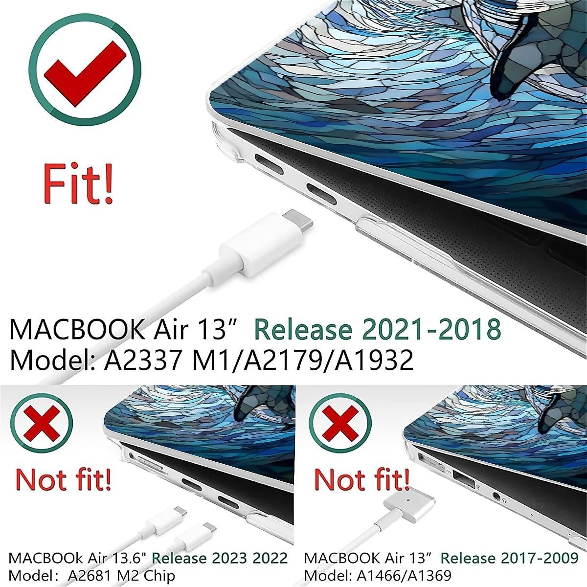 for MacBook Pro 14 Inch Release 2021/2023 Model A2442/A2779 Clear Computer Case,Novelty Premium Pattern Hardshell Laptop Case Great White Shark