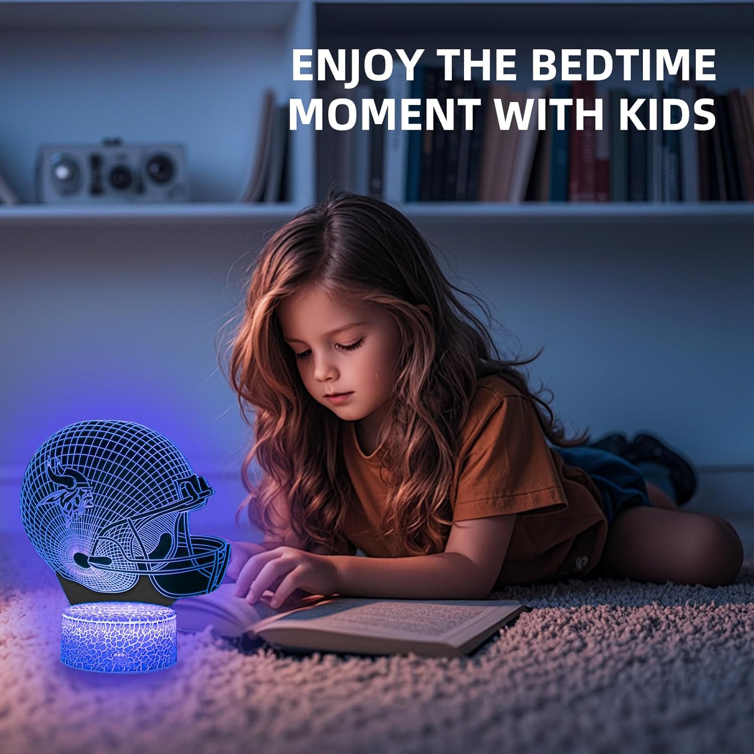 3D Helmet Optical Illusion 16 Colors Night Light,Plastic, Bedroom Desk Lamp Gifts for Viking Men, Women, Kids, Boys, Teens