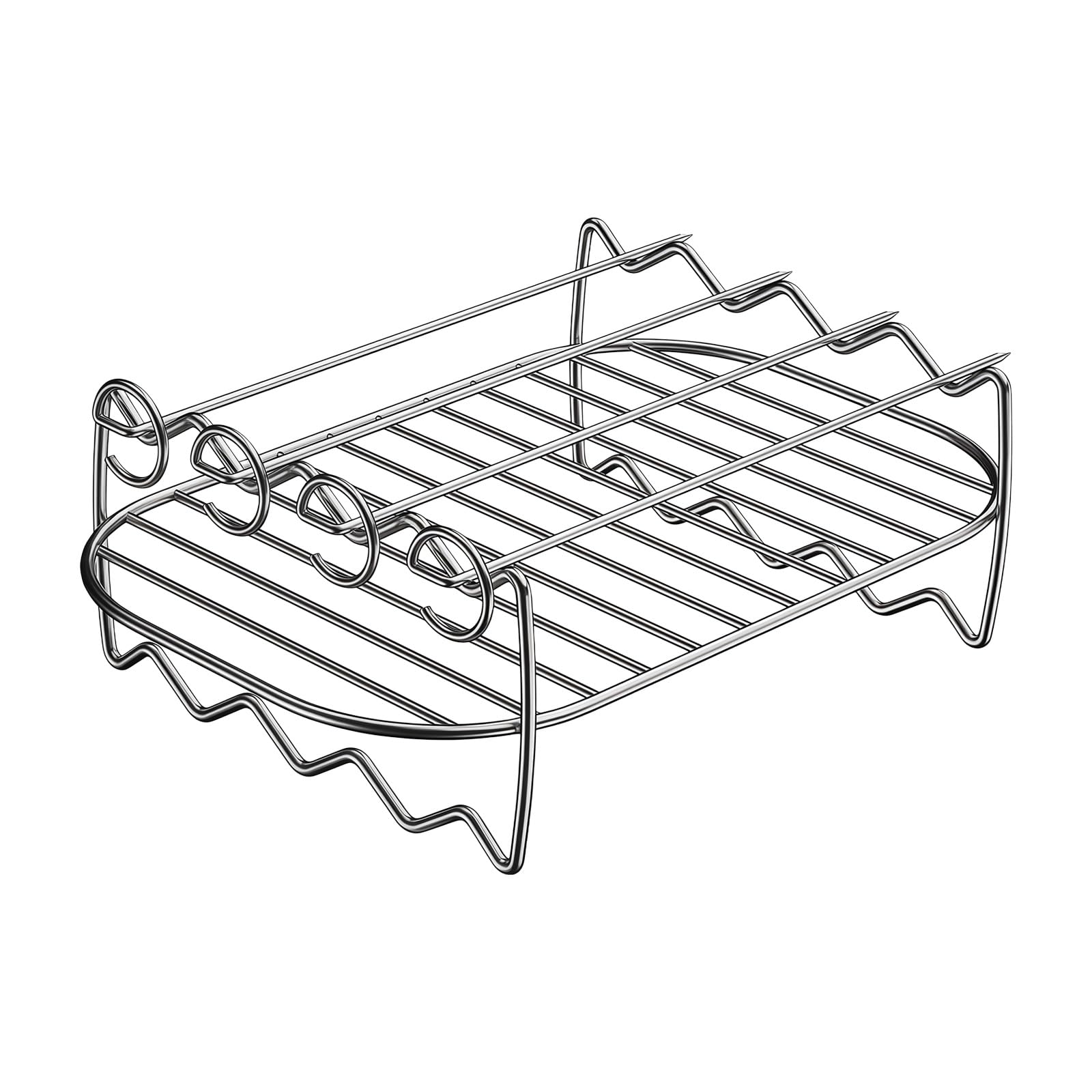ZEPFJHE Stainless Steel Air Fryers Accessories Practical Barbecue Grills Rack and 4 Skewers for Homes Kitchen Cooking Rustless Skewers