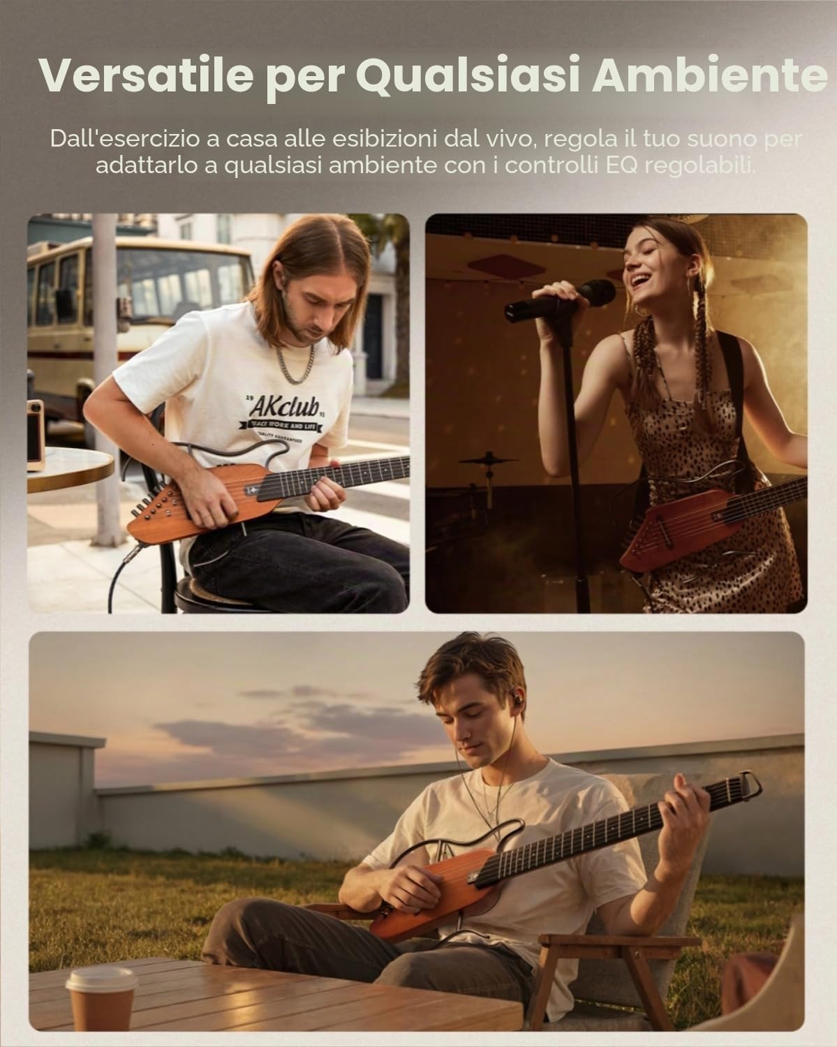 Donner HUSH-I Chitarra da viaggio elettrica acustica portatile, ultraleggera, silenziosa, mogano, borsa