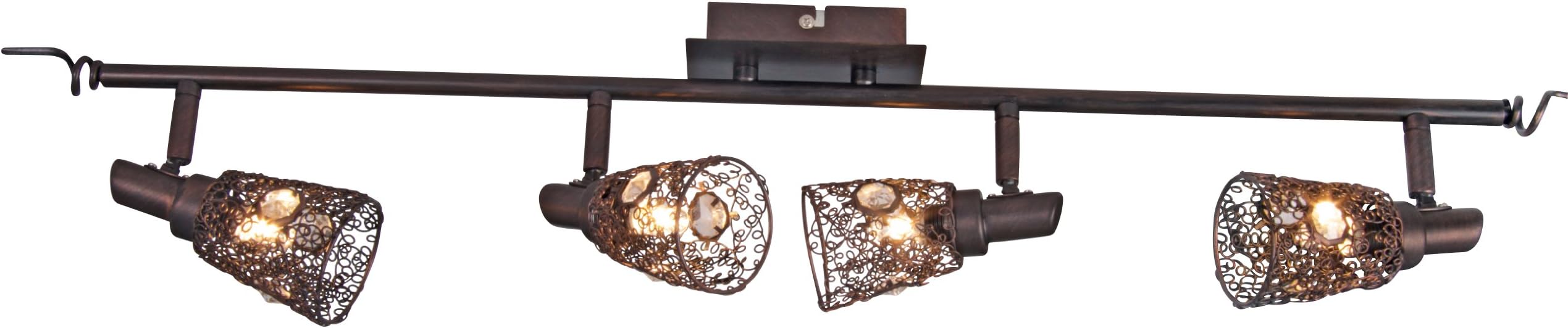 Naeve Leuchten Cottage 1112720 Wall Spotlight 4 Bulbs Length 79 cm Metal Rust-Coloured [Energy Class C]