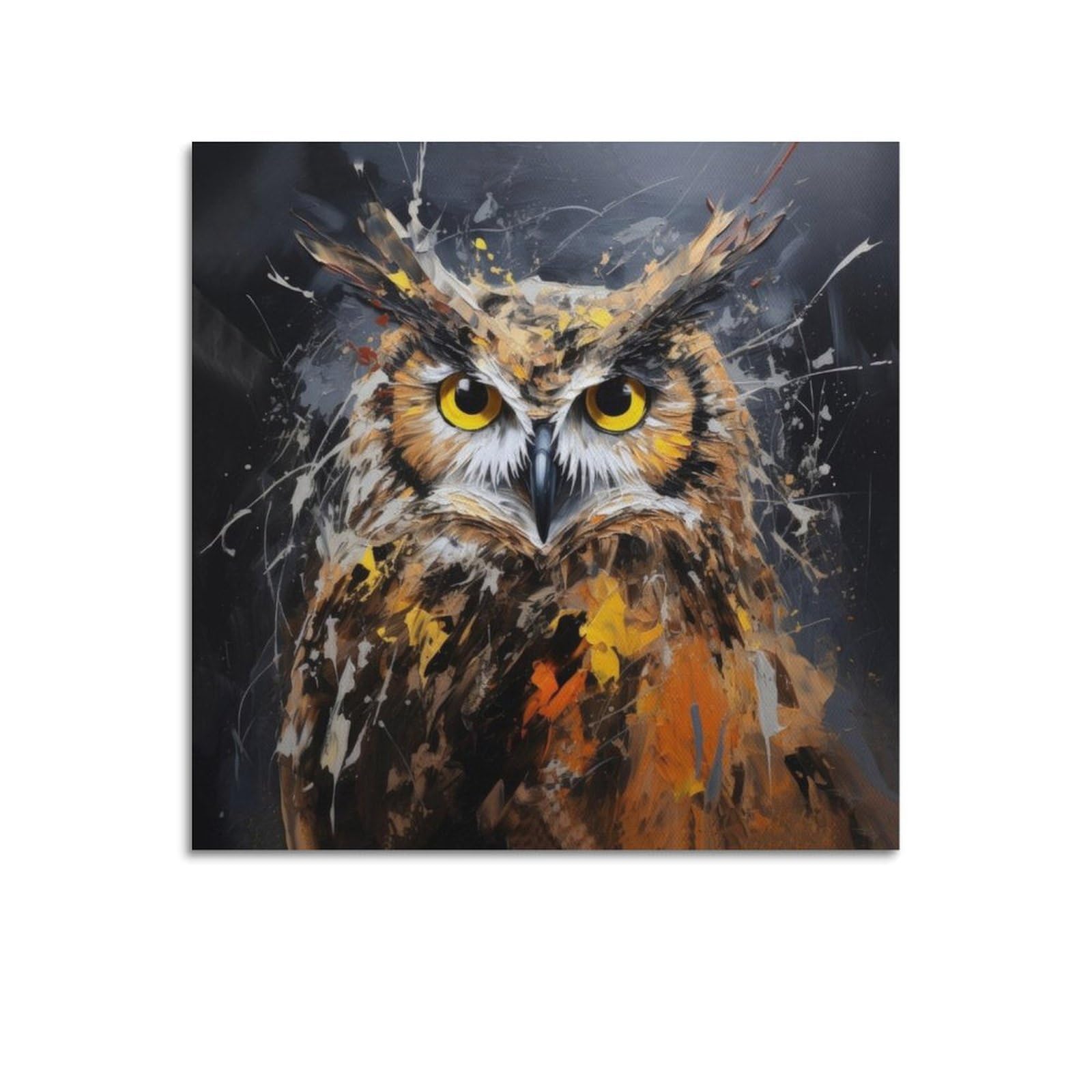 Xkuga Boys Unframe-Style Birds Animal Poster Portrait Wildlife Mystery Totem Owl Modern Decorative Canvas Prints - Ideal Wall Art For Family, Man Cave, Game Room, & Girls Bedroom 20X20inch(50X50cm)