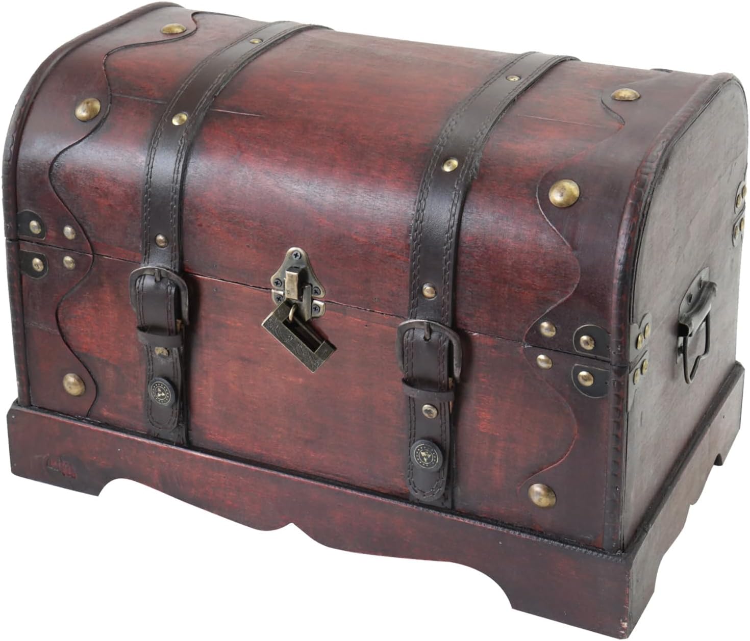 HMF 6403-140 drewniana skrzynia na skarby z zamkiem, 40 x 23 x 27 cm, duża, Francja