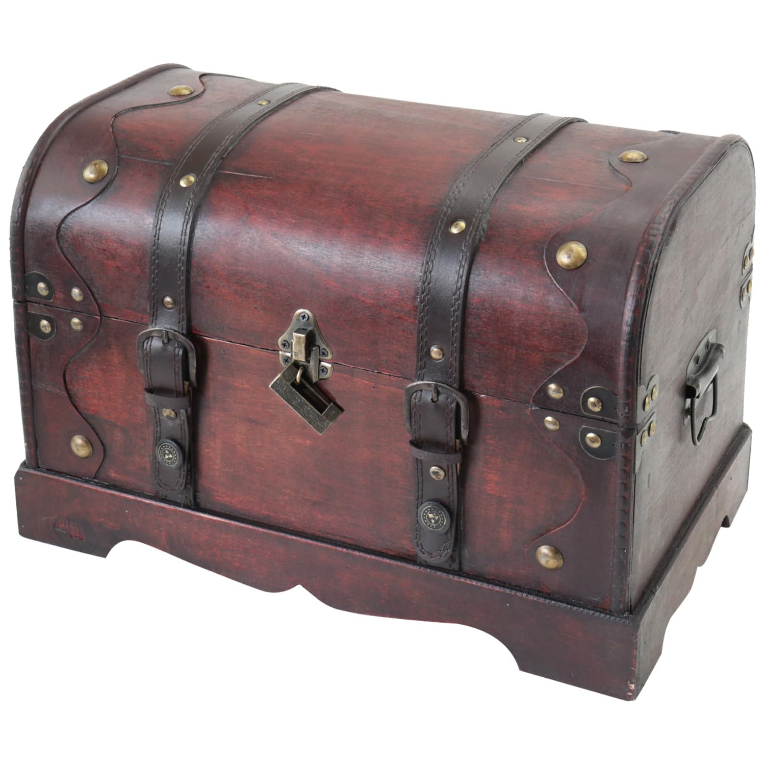 HMF Wooden Treasure Chest, Large Treasure Box with Decorative Lock for Children’s Parties | 38 x 20 x 19 cm | Cuba