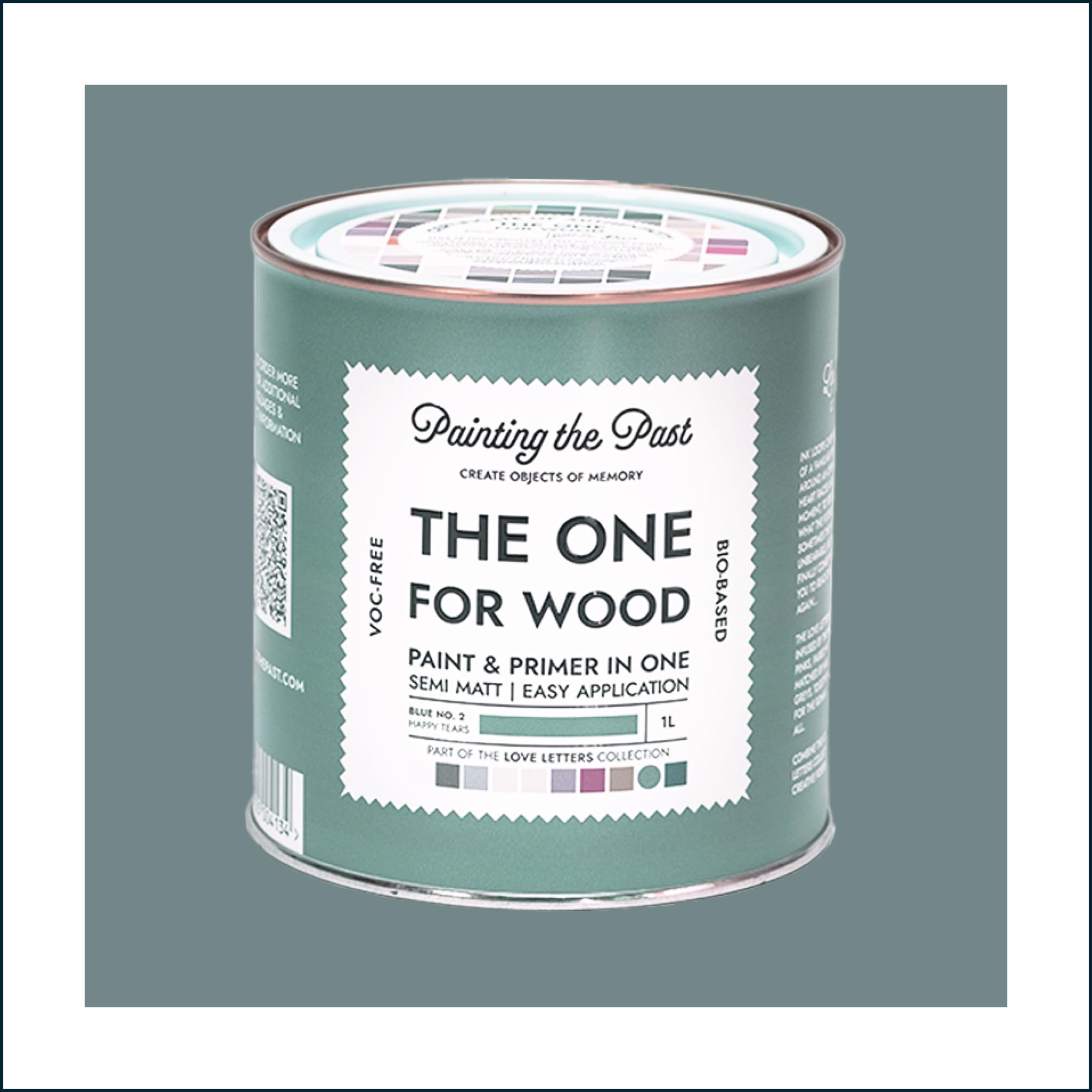 The One for Wood Paint & Primer 1L Blue No. 2 Happy Tears | Semi Matt Finish, Bio-Based & VOC-Free Formula for Wooden Furniture & Surfaces | Durable & Easy Indoor Home Decorating