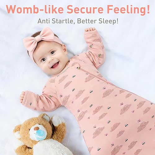 Miniatura 3 de Saco de transición para recién nacidos, mangas hasta los brazos, puños de mitones, paquete de 2 unidades de 0 a 3 meses, saco de dormir para niños y