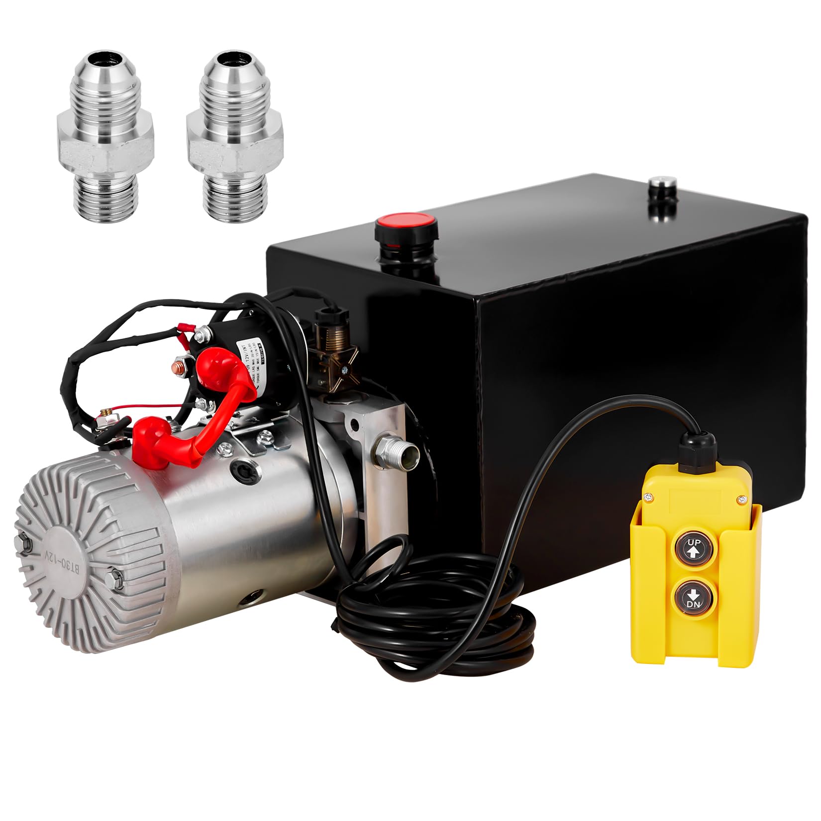 IDEALHOUSE Einfachwirkendes Hydraulikaggregat 12V DC - Elektro-Hydraulikpumpe 3200 PSI - 12L Stahl-Öltank - Power Unit für Kippanhänger & Autohebebühne - 12L Iron Box Square 12V