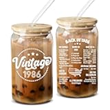 NewEleven 40th Birthday Gifts For Women, Her - 40th Birthday Decorations For Women - 40 Year Old Gifts For Her, Mom, Wife, Sister, Friends - 16 Oz Coffee Glass