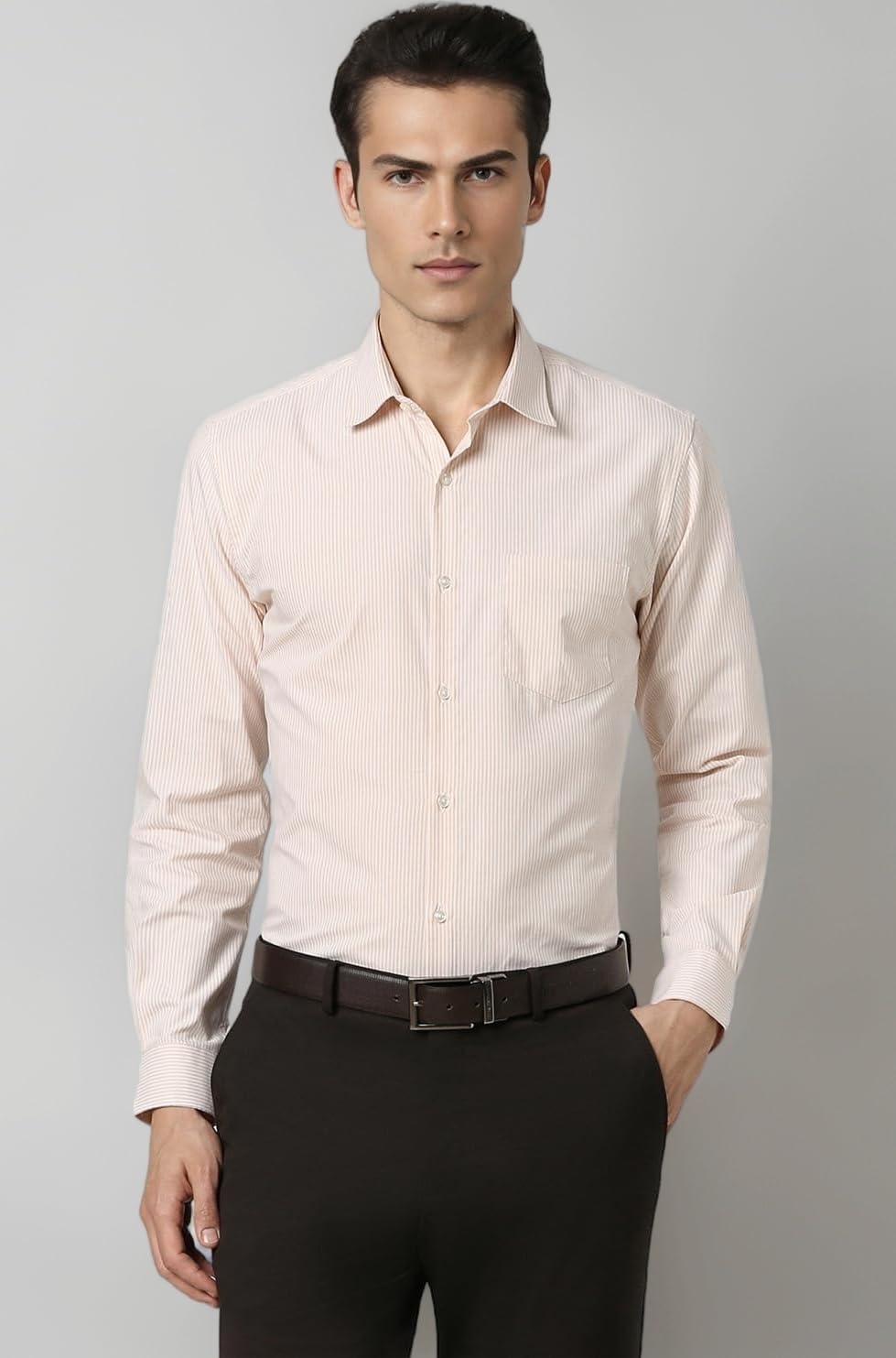 Men's Slim Fit Full Sleeve Pin-Striped Formal Shirt | Cotton-Rich | Wonder Fabric | Pin Point Oxford