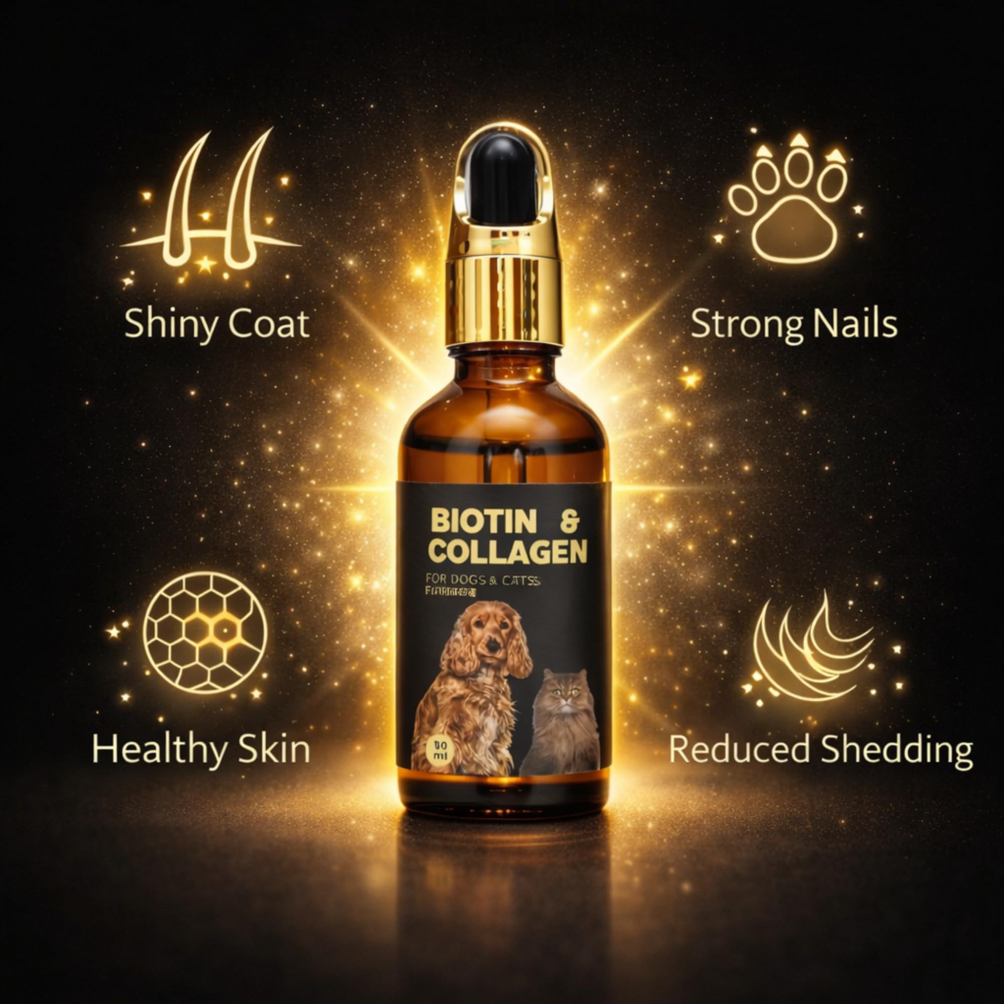 Medfly Advanced Biotin & Collagen Drops for Dogs & Cats | Supports Skin Health, Coat Shine & Fur Growth | Natural Plant-Based Formula | 50 ml 1