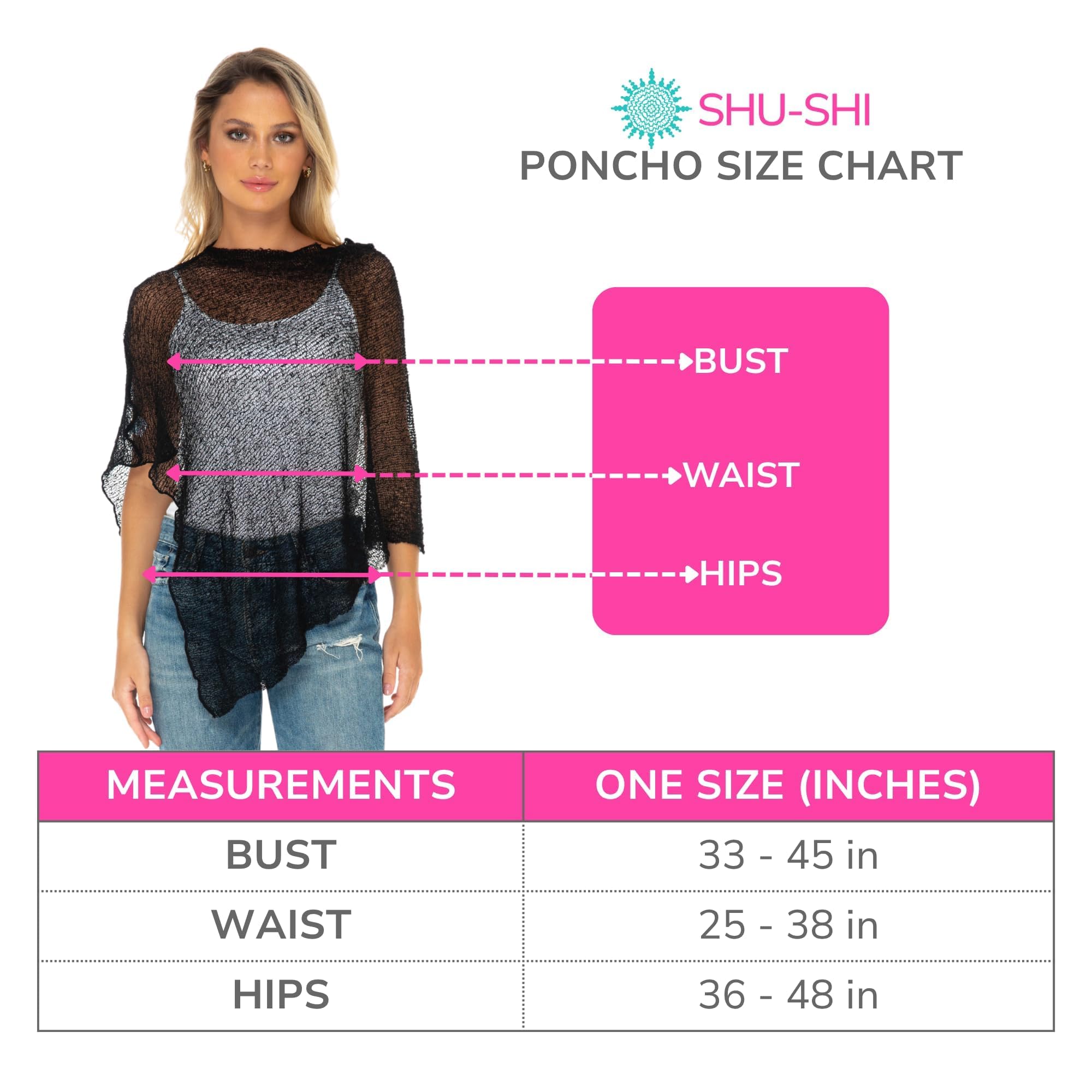 SHU-SHI - Jersey de estilo capa para mujer - Con transparencias - Punto ligero