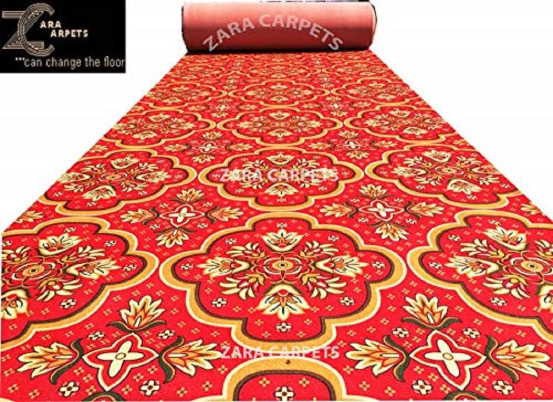 ZARACARPETS; 'can change the floor Has Launched Non Woven Wedding Carpets, Carpets for Church Aisle,Carpet for Marriage Hall, Events, Exhibitions,Functions and Gallaries Size 5x115 feet(7- 8 MM) Color Flower Red