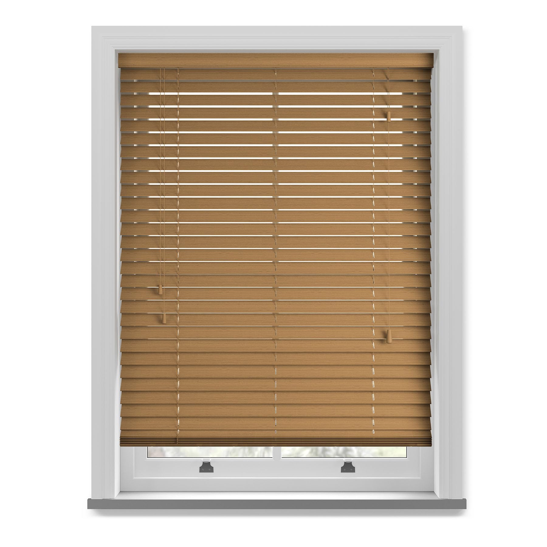 Custom Venetian Blinds with Strings – Fine Grain Faux Wood Venetian Blinds – Cut to Fit Blinds, Upto 150cm x Upto 180cm – Made to Measure Blinds for Bedrooms, Bathrooms or Kitchens by New Edge Blinds — image 1