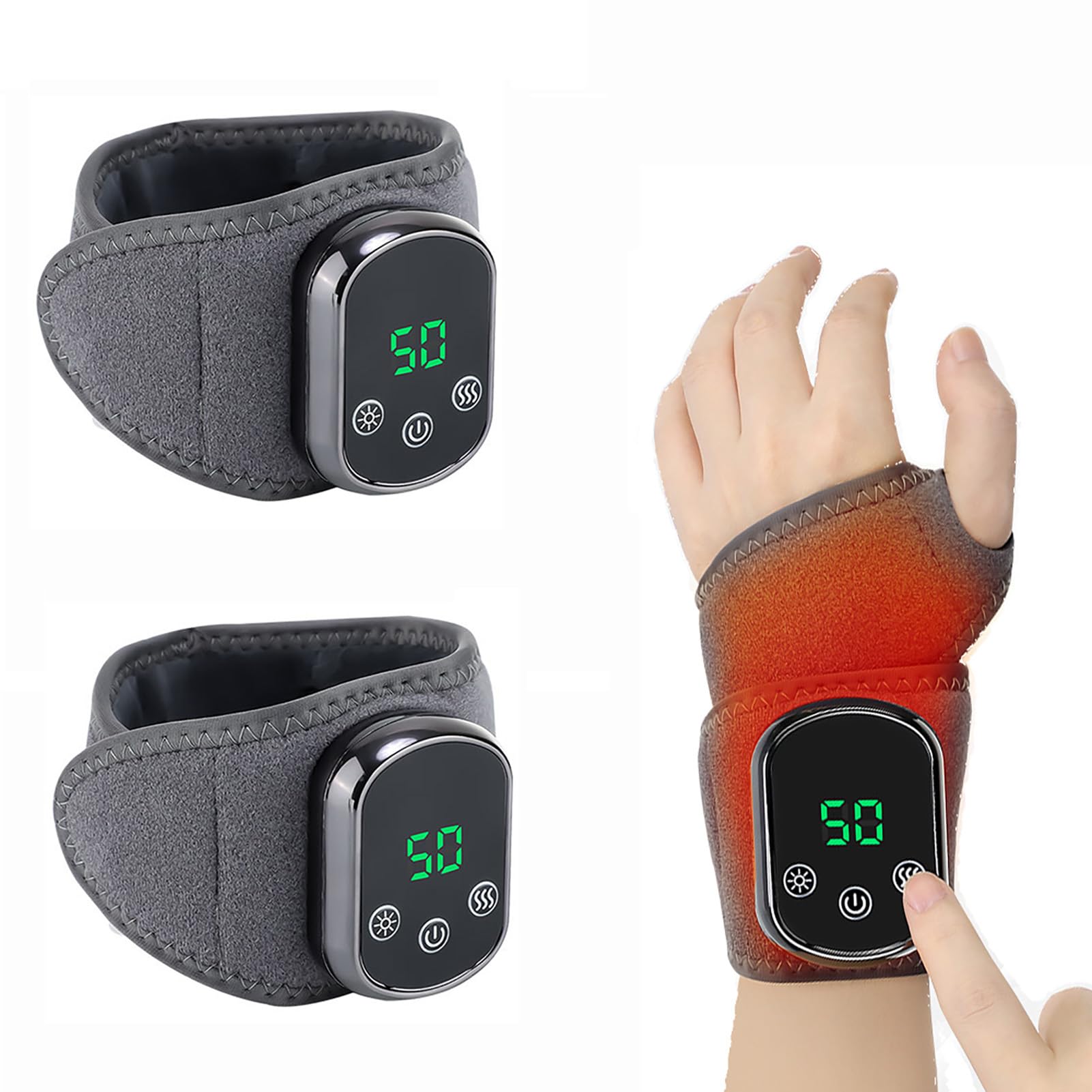Cuscinetto riscaldante per polso con calore e massaggio per alleviare il dolore, involucro ricaricabile senza fili per mani