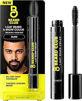 1 Day Temporary Beard Dye for Men - Black Beard, Mustache & Eyebrow Color for a Fuller, Well-Defined Look, Water & Sweat Resistant, Up to 30 Applications, 0.3 fl oz